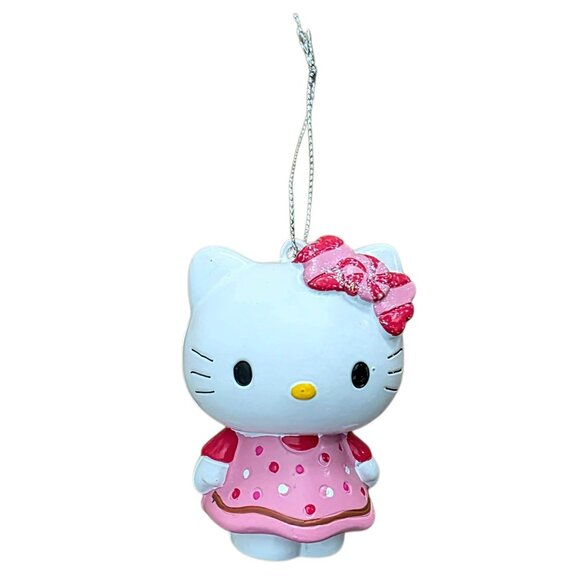 2011 Sanrio Hello Kitty Christmas Ornament Pink Polka Dot Dress Cat Kurt Adler - Picture 8 of 9